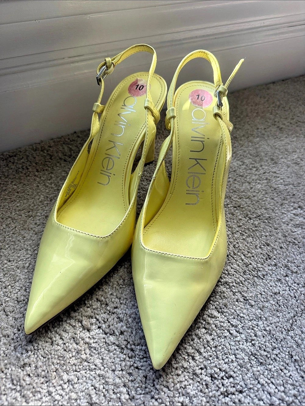 Calvin Klein Pointed-Toe Slingback Heels in Yellow US 10